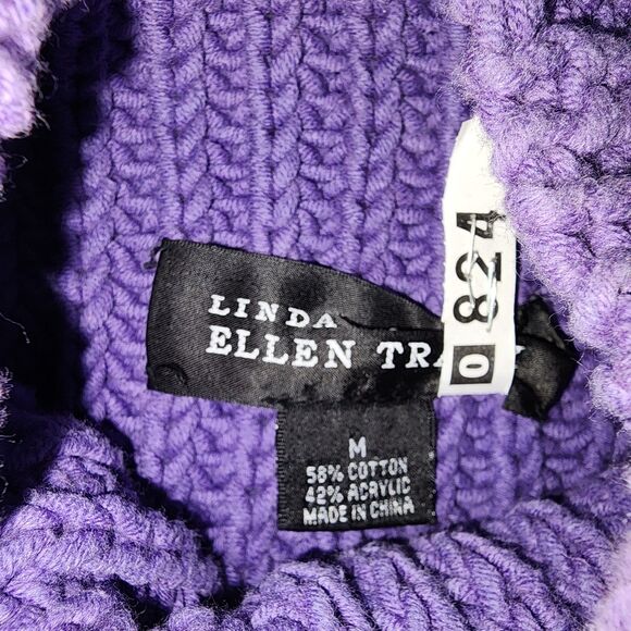 Linda Allard Ellen Tracy Purple Sleeveless Knit Mock Neck Sweater Size M - Picture 5 of 6